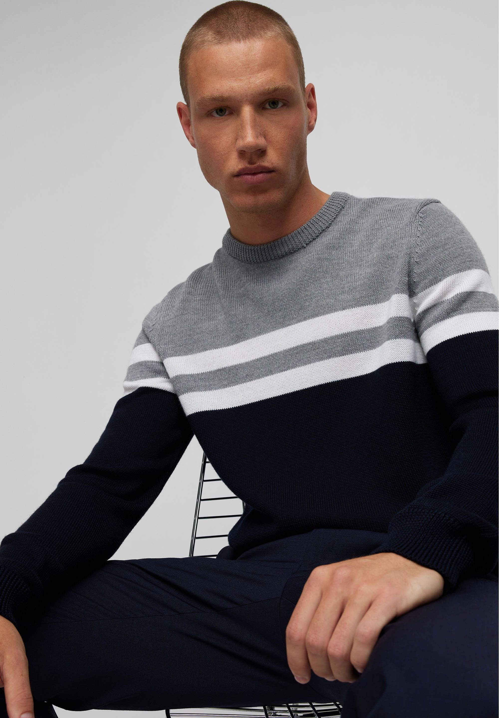 HECHTER PARIS Rundhalspullover Im Color-Blocking-Design