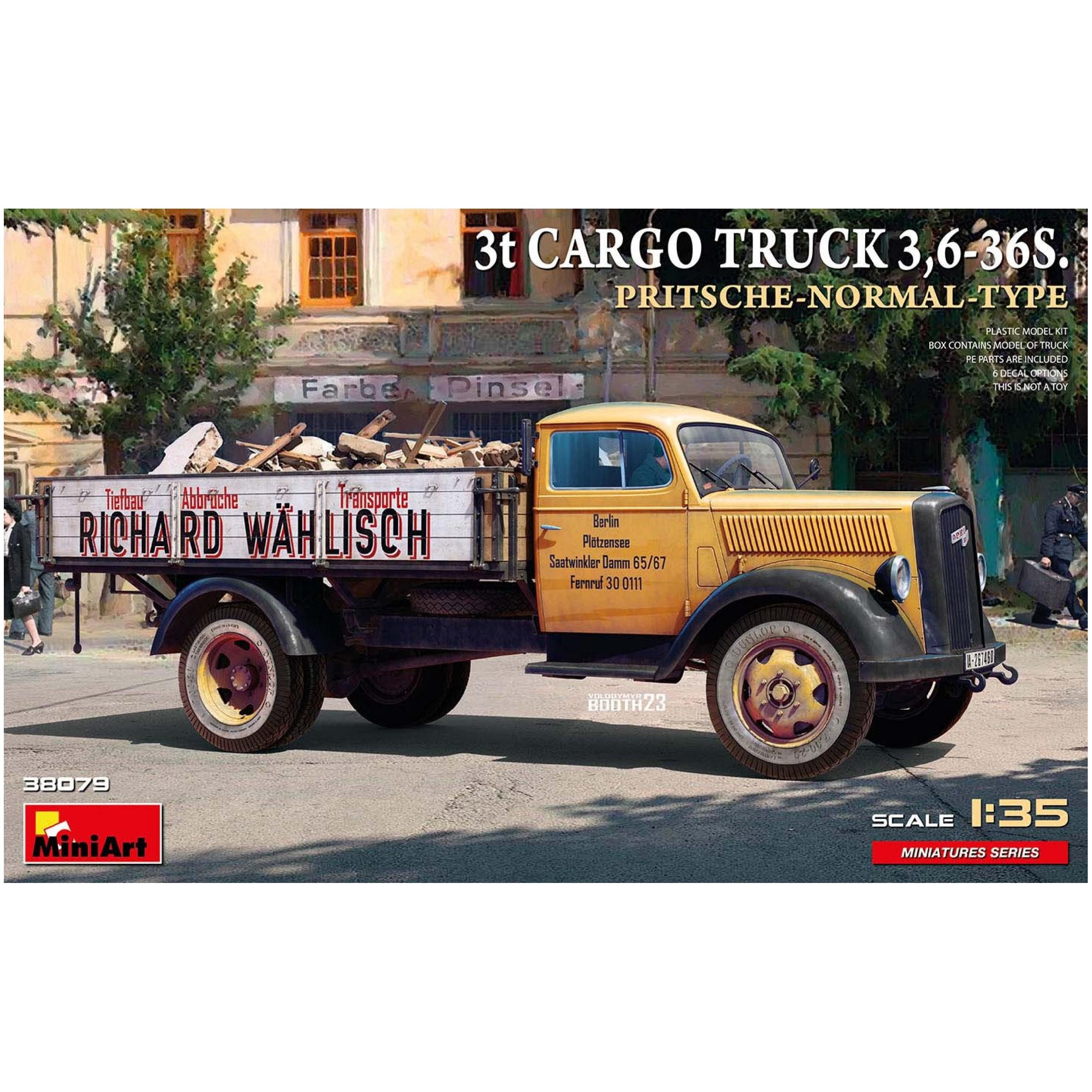 MiniArt Modellbausatz 3t CARGO TRUCK 3,6-36S. PRITSCHE-NORMAL-TYPE / 1:35, Maßstab 1:35