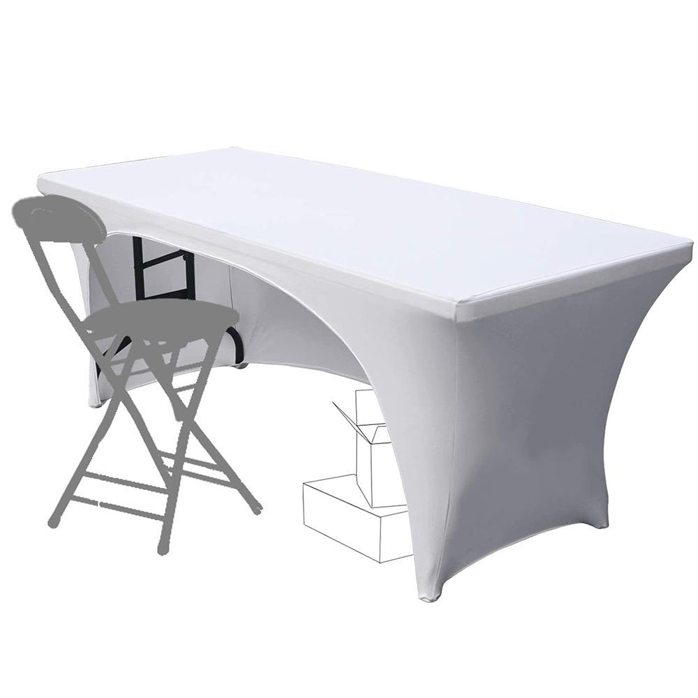 FELIXLEO Tischdecke Tischdecke mit offenem Rücken Dehnbare Rechteckige Weiß 183*76*76CM