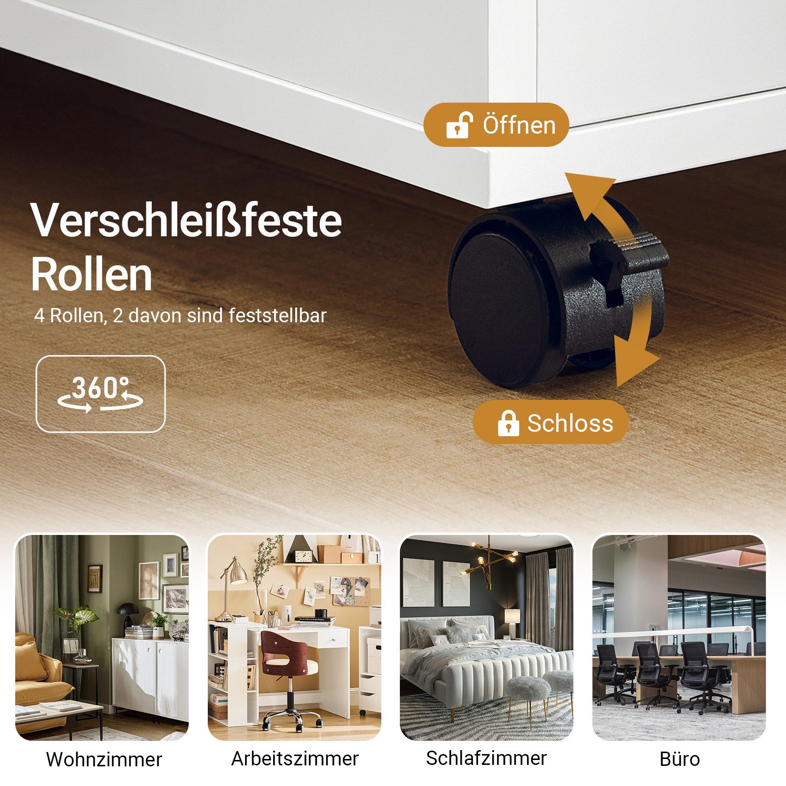 SoBuy Beistellwagen FBT130, Rollcontainer mit Schubladen, Aktenschrank, Druckertisch mit Schublade Rollcontainer Bürowagen Beistelltisch