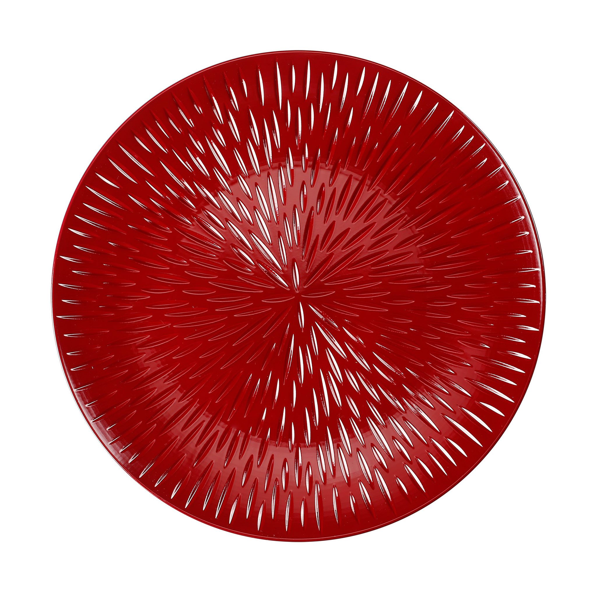 MAGIC by Inge Dekoteller, Dekoteller 33cm Kunststoff mit Strahlen Muster - Rot