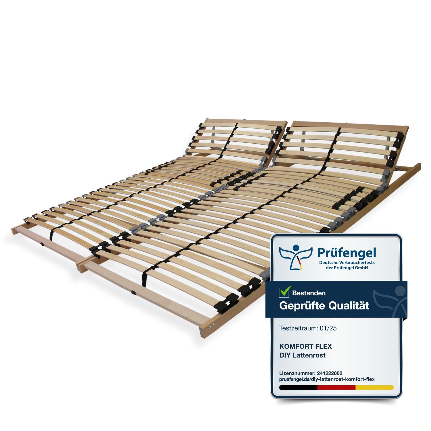 Lattenrost 28 Leisten, Selbstmontage, Beco, Kopfteil Kopfteil verstellbar, Lattenrost 200x200 cm, bestehend aus 2x Lattenrost 100x200 cm, 7-Zonen, Lattenrost 80x200 90x200 140x200 160x200 und weitere Größen