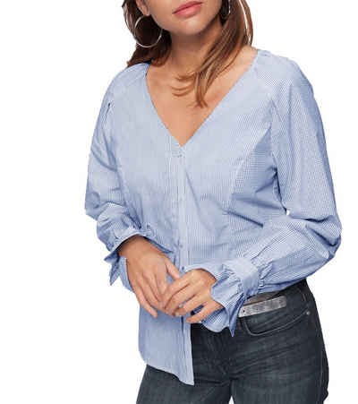 NOA NOA Shirtbluse »NOA NOA Tunika extravagante V-Neck Bluse für Damen mit Mustermix Sommer-Bluse Blau/Weiß«
