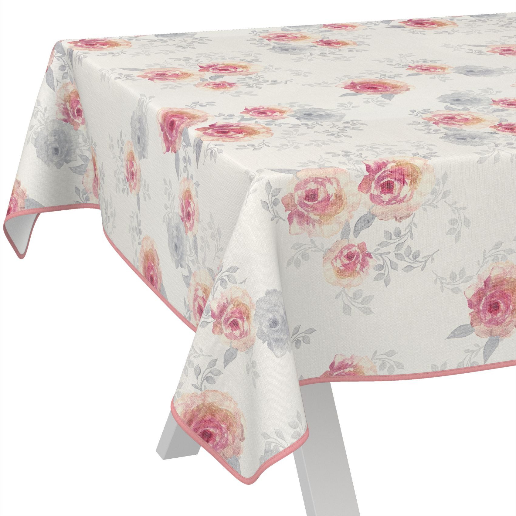 ANRO Tischdecke Wachstuch abwaschbar Rosen Tischwäsche (Einzelstück 1-tlg), wasserabweisend pflegeleicht Floral Beige Rosa 100x140cm