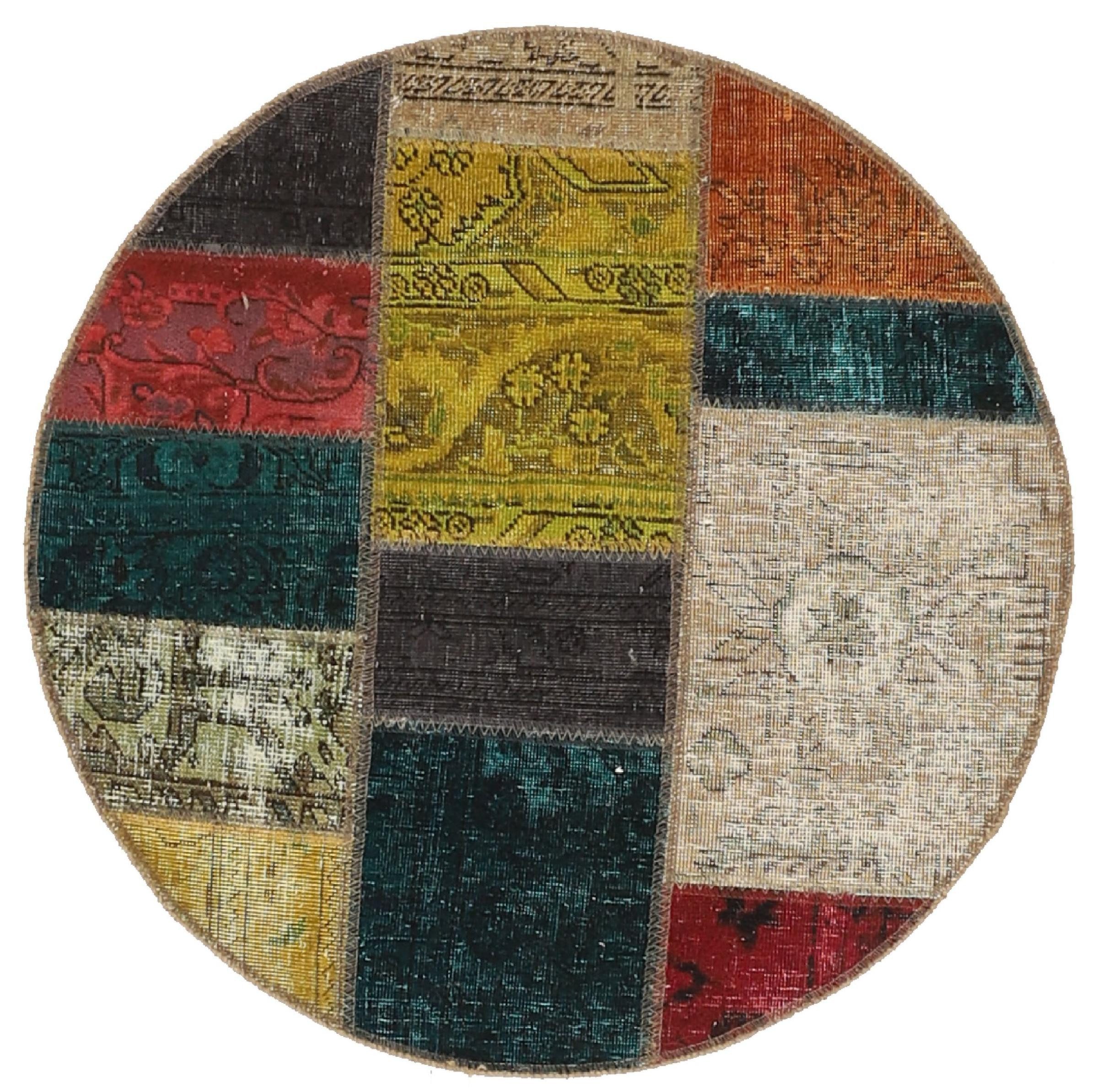Orientteppich Patchwork 101x99 Handgeknüpfter Moderner Orientteppich /