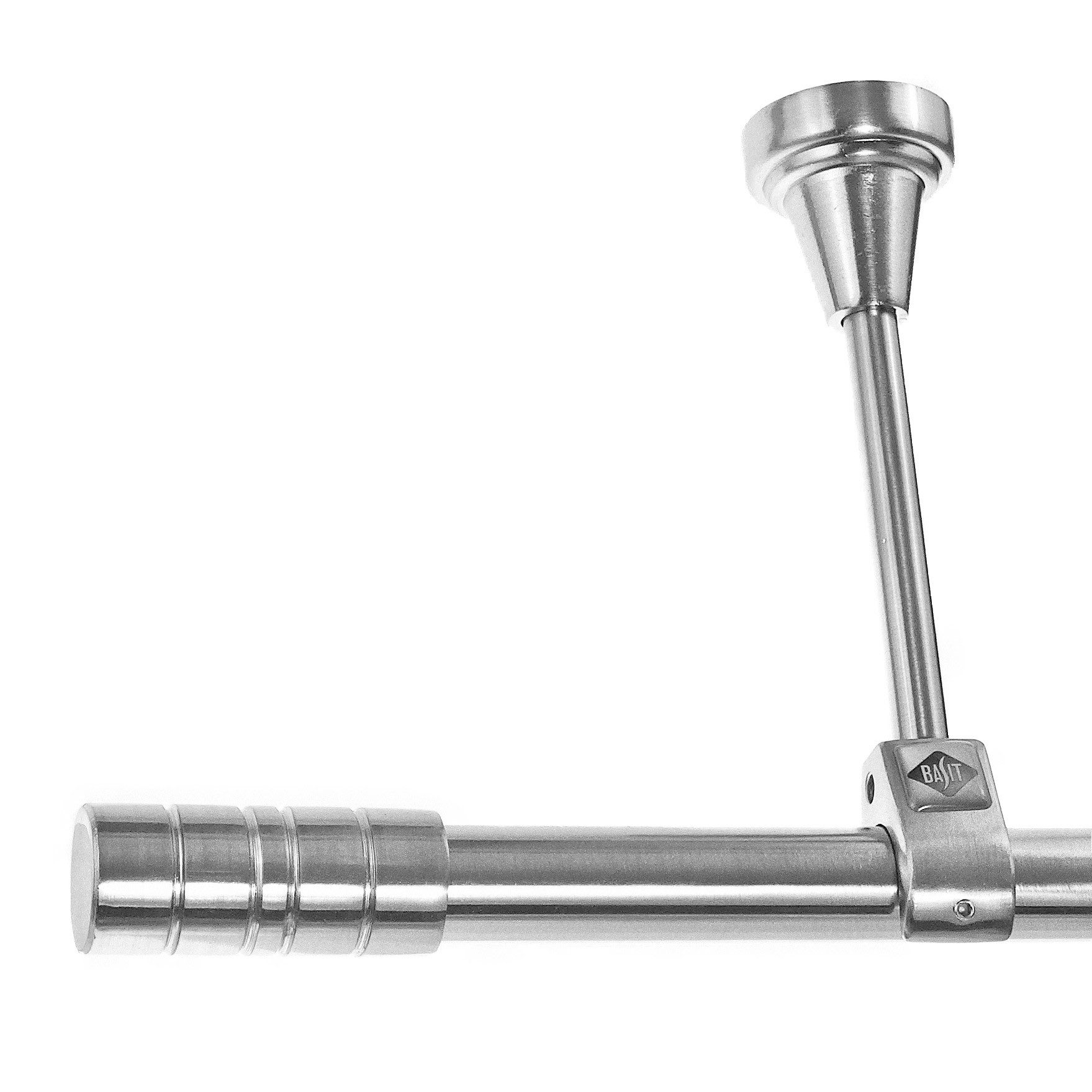 BASIT Gardinenstange Edelstahloptik 20mm mit Deckenträgern 120 cm E34, Ø 20 günstig online kaufen