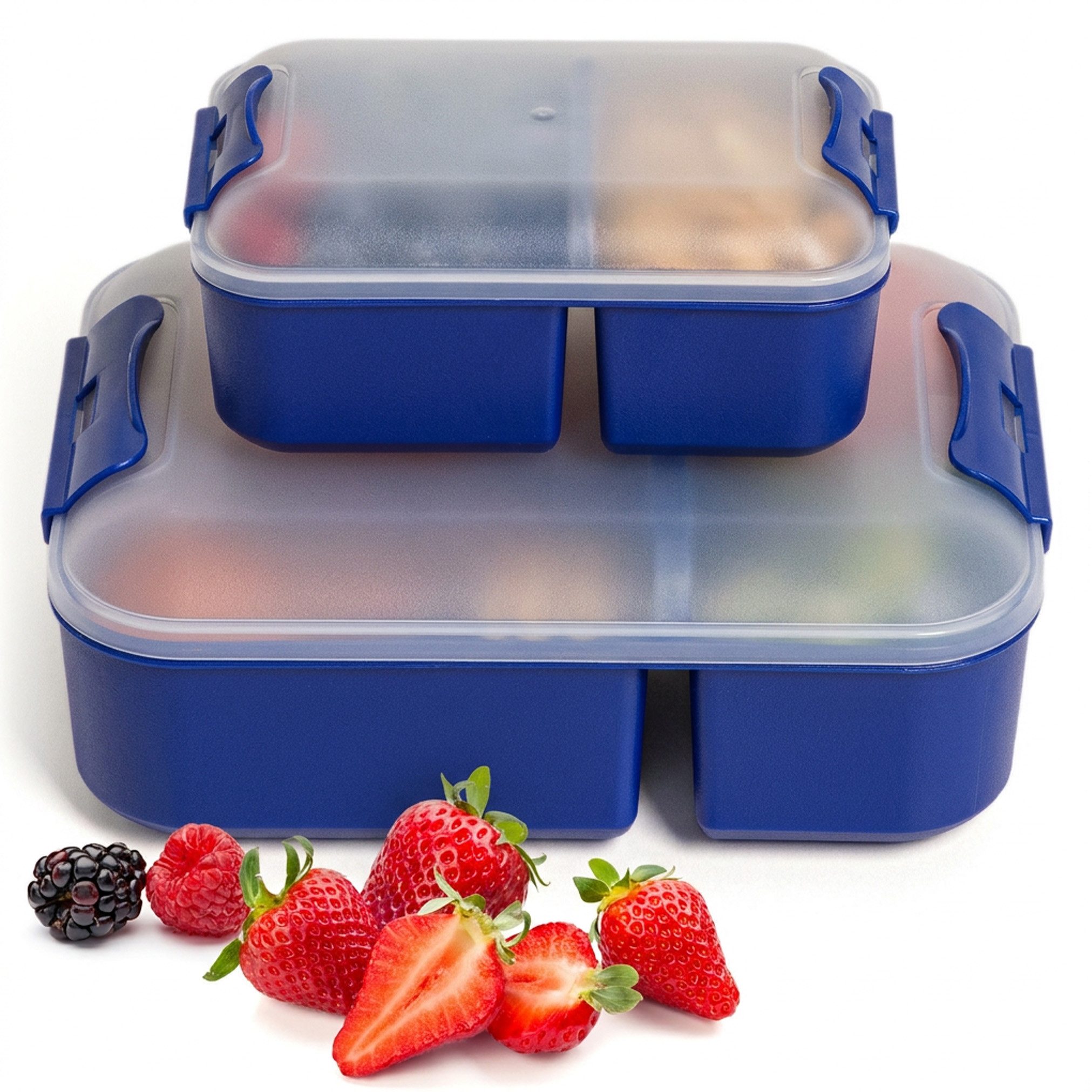 Hausfelder Lunchbox Brotdose 2er Set mit Unterteilung, 1x groß, 1 x klein, Marineblau, Kunststoff, (2er Set, 2-tlg), spülmaschinengeeignet, langlebig, bruchfest, BPA-frei