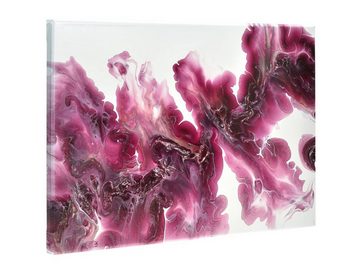Raumzutaten Leinwandbild Acryl Pouring Bild 60x40cm "Velvet Wine and Steel Ribbons" Unikat, abstrakt, Wanddeko, Wandbild