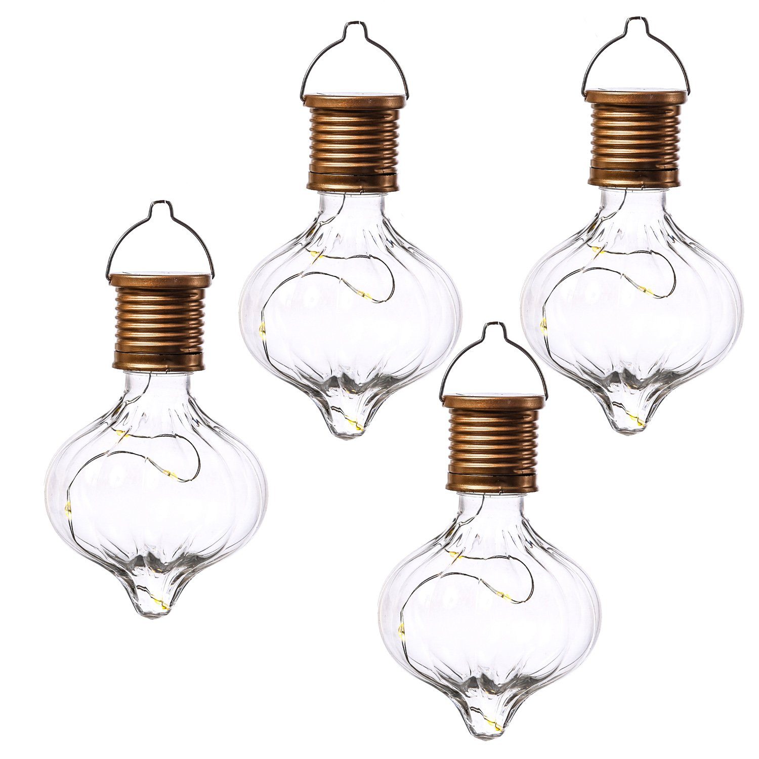 MARELIDA LED Solarleuchte LED Solar Glühbirnen Kugelleuchte für Garten Terrasse Balkon 4 Stück, LED Classic, warmweiß (2100K bis 3000K)