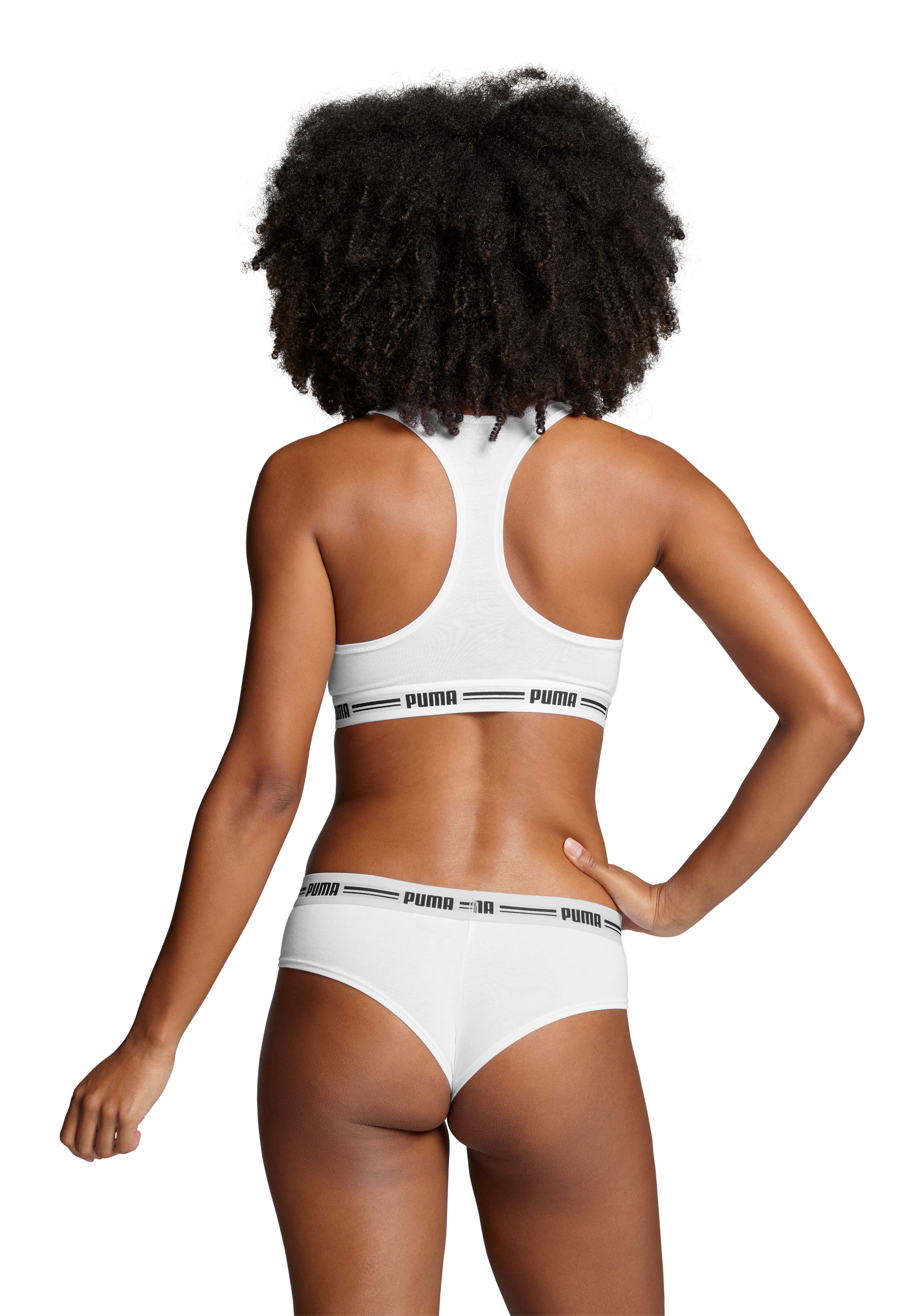 PUMA Brasilslip PUMA WOMEN BRAZILIAN 2P PACK (2er Pack) Breiter elastischer Logobund