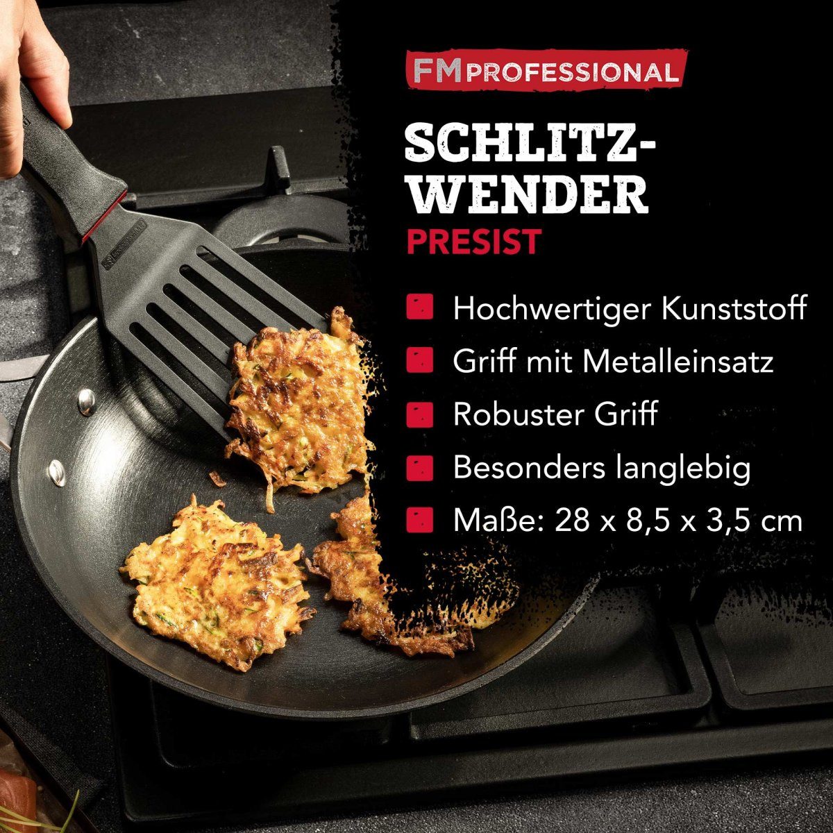 FMprofessional Küchenwender PRESIST SCHLITZWENDER – Hitzebeständiger Küchenhelfer