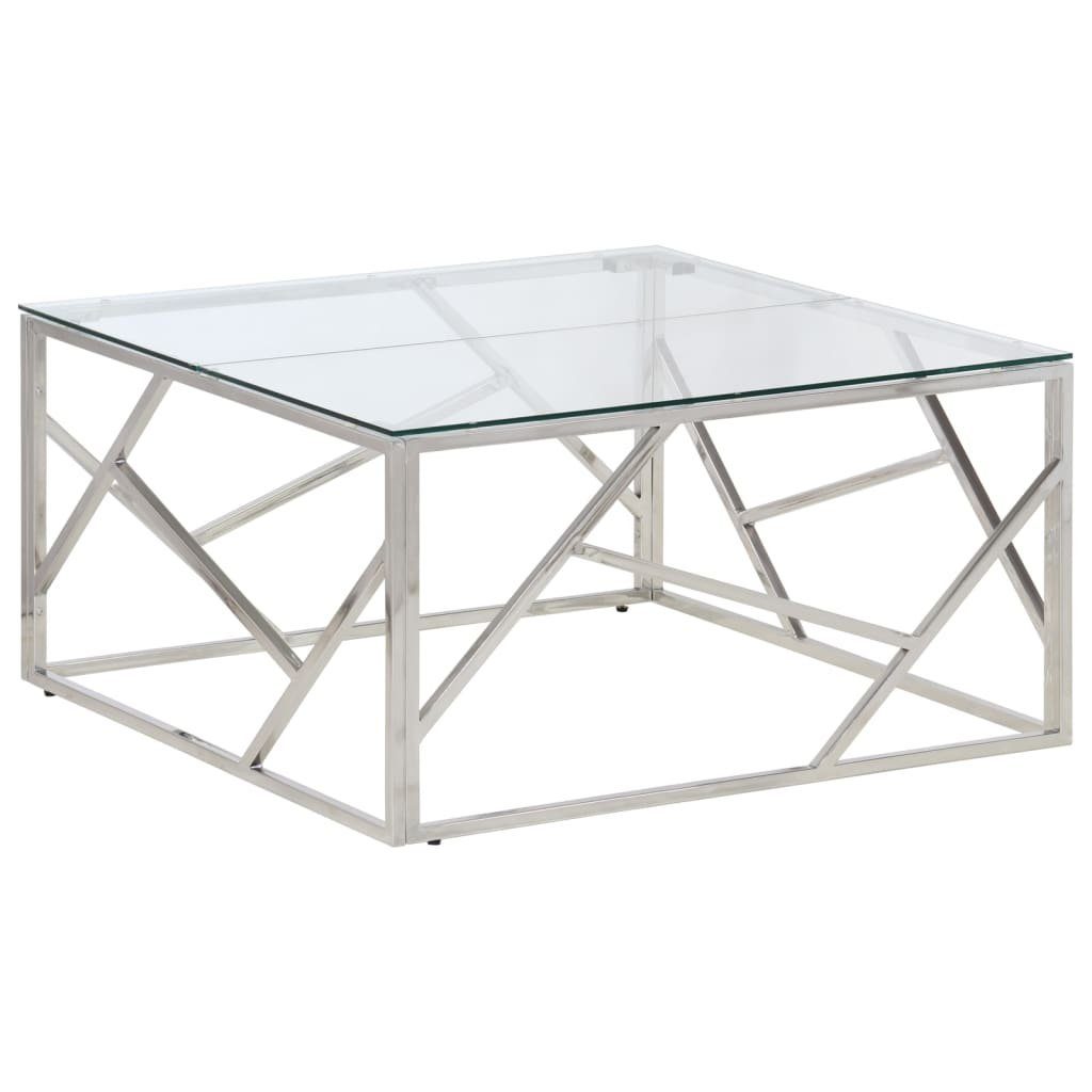 vidaXL Couchtisch Couchtisch Silbern Edelstahl und Hartglas (1-St) günstig online kaufen