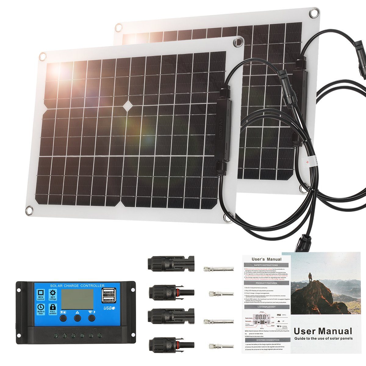 oyajia Solarmodul 200W Solarpanel Monokristallin, mit IP65 Wasserdichte  Anschlussdose, 200,00 W, Solarstrom-Kit, Solarpanel Stromerzeuger  Solaranlage Solargenerator