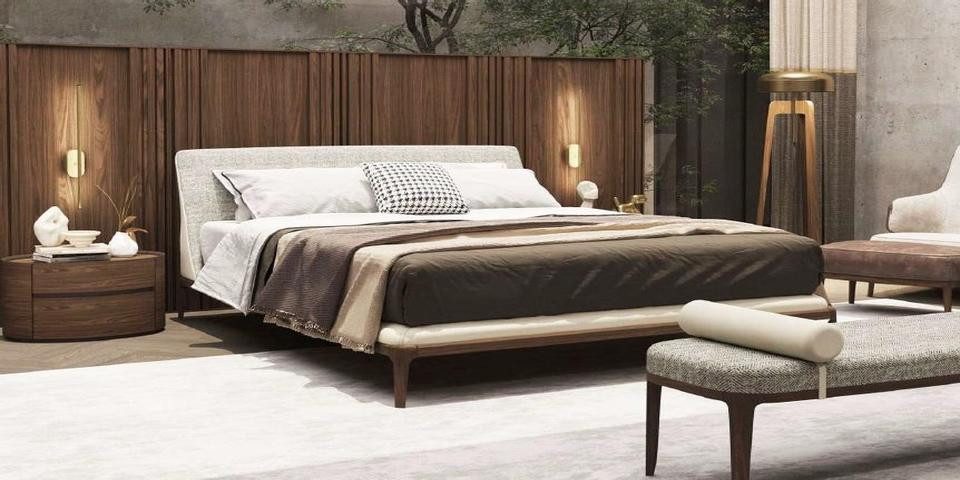 JVmoebel Bettbank Luxuriöser grauer Hocker aus weichem Stoff für das Schlafzimmer (Hocker), Made in Europa