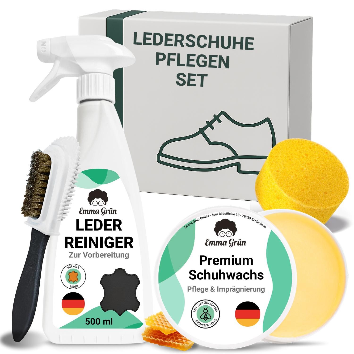 Lederschuhe pflegen Set mit Reiniger & Wachs Lederreiniger