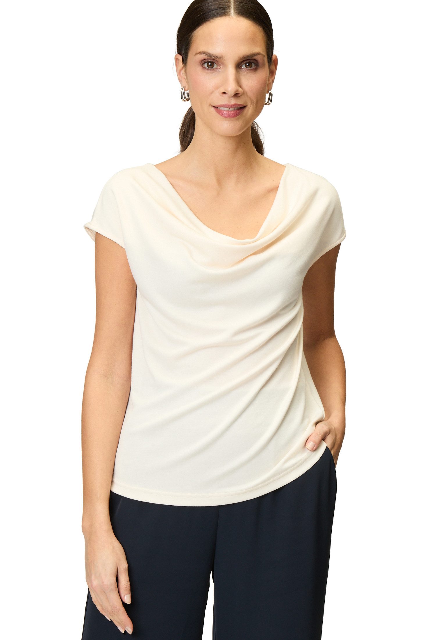 T-Shirt zero Jerseyshirt mit Wasserfallausschnitt