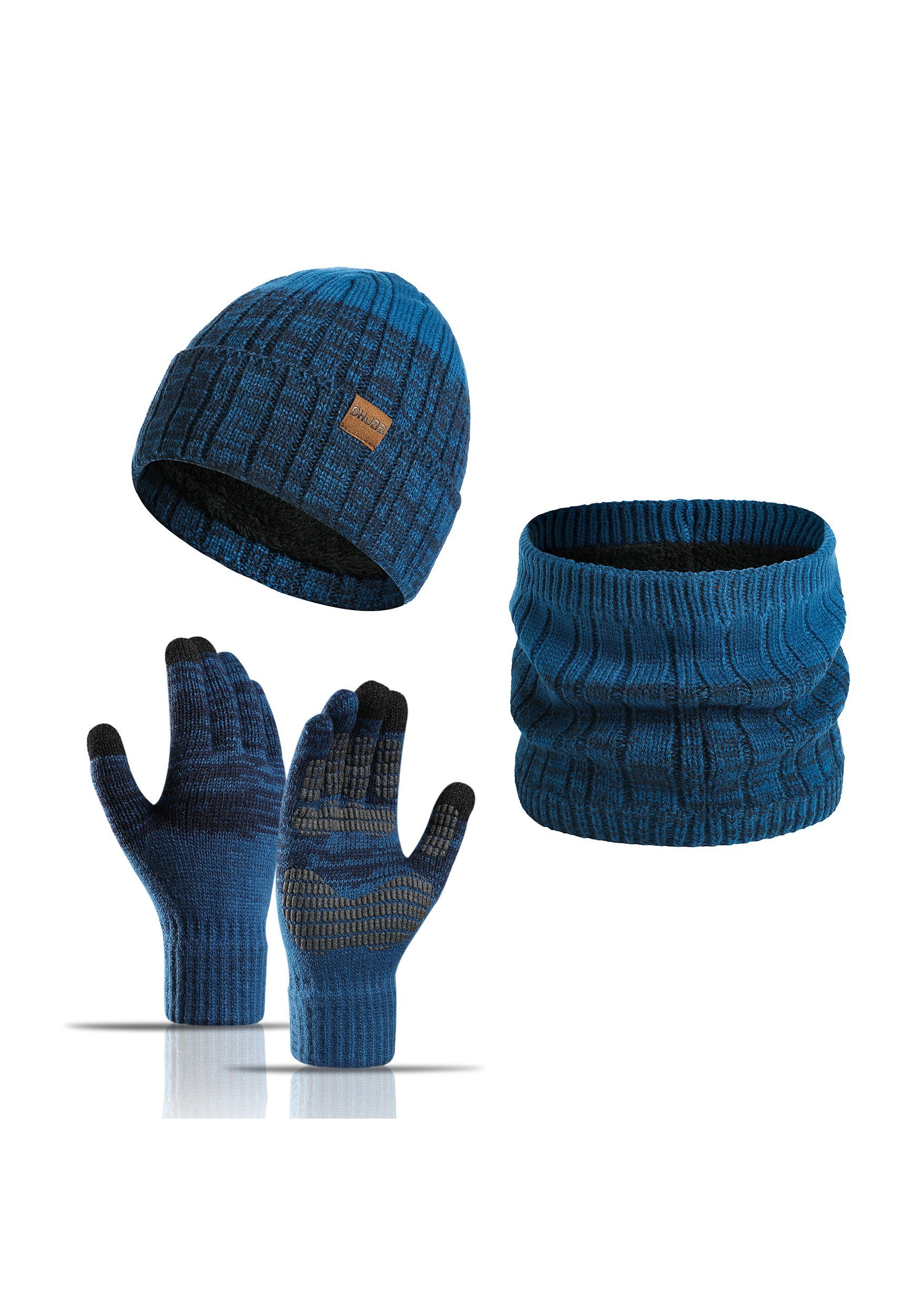 MAGICSHE Mütze & Schal Handschuhe Schal Set Marineblau