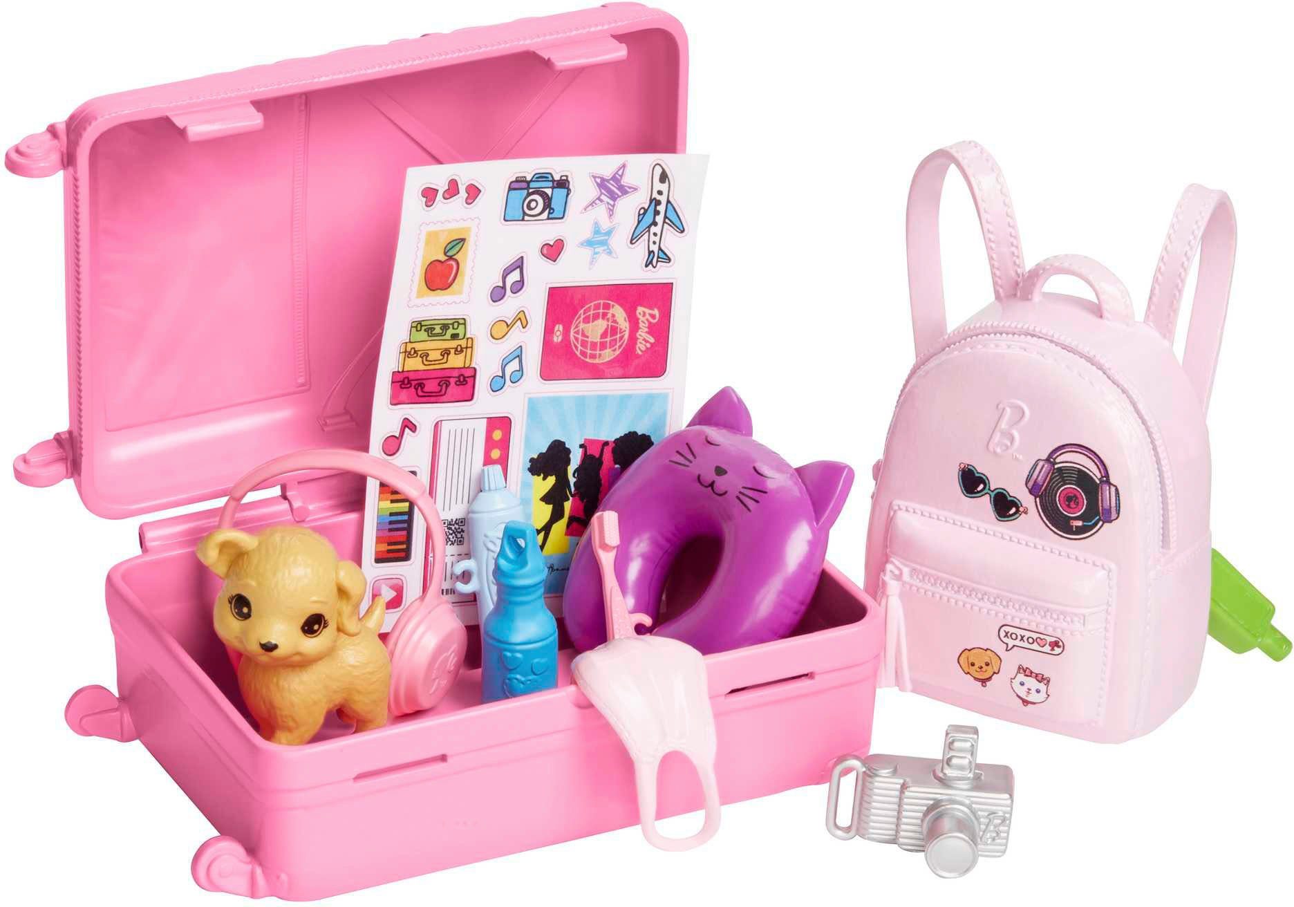 Barbie Anziehpuppe Reiseset mit Hündchen & Urlaubs-Zubehör, inklusive Puppe
