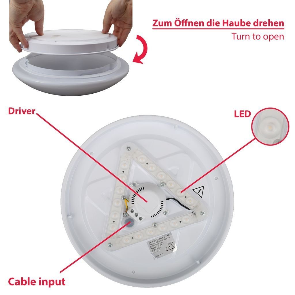 B.K.Licht Deckenleuchte Deckenlampe 12W 4.000K 1.200lm günstig online kaufen
