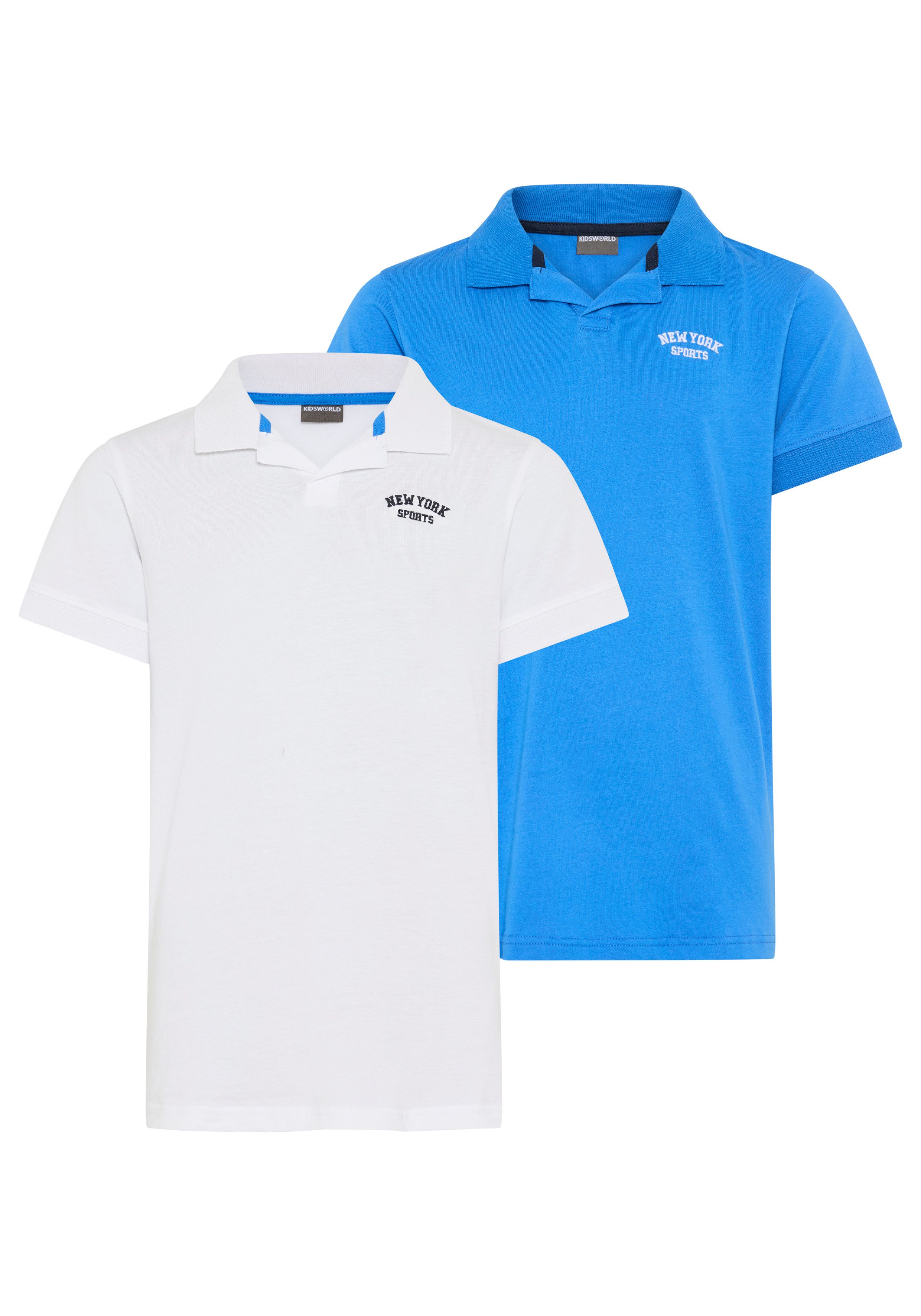 KIDSWORLD Poloshirt 2er Pack Shirts mit Polokragen (Packung, 2-tlg., 2) für Jungen, mit V-Ausschnitt, Kurzarm, mit bestickten Applikationen