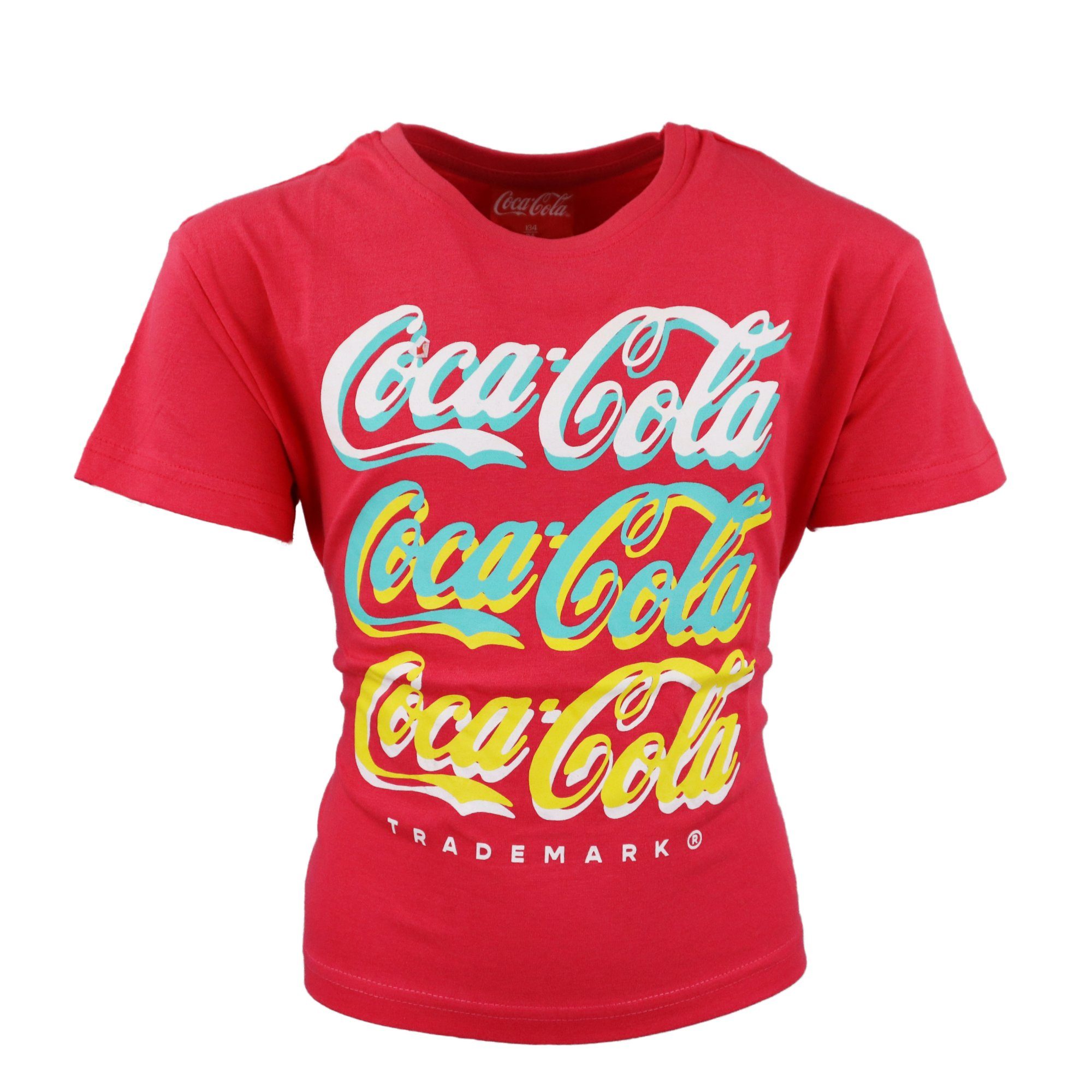 COCA COLA Print-Shirt Coca Cola T-Shirt Kinder Jugend Mädchen kurzes Top Gr. 134 bis 164, Baumwolle Rot
