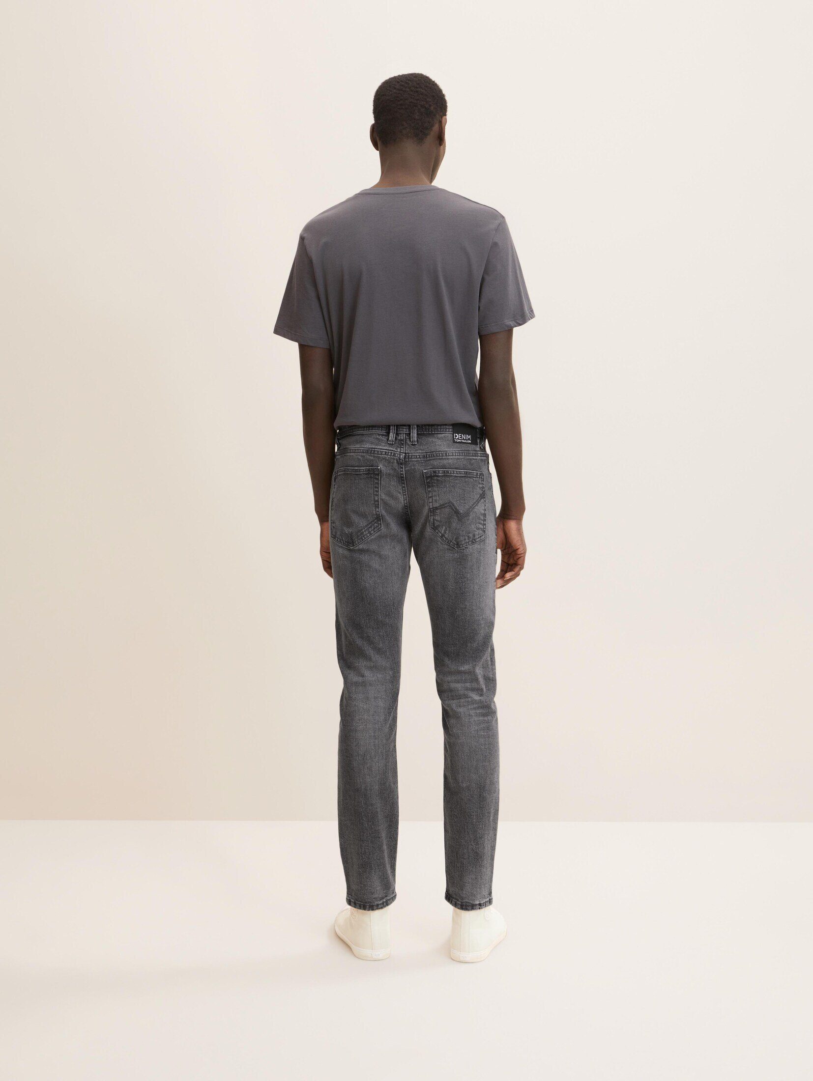 grey denim Jeans destroyed mid Denim Slim TOM stone Straight-Jeans TAILOR Piers