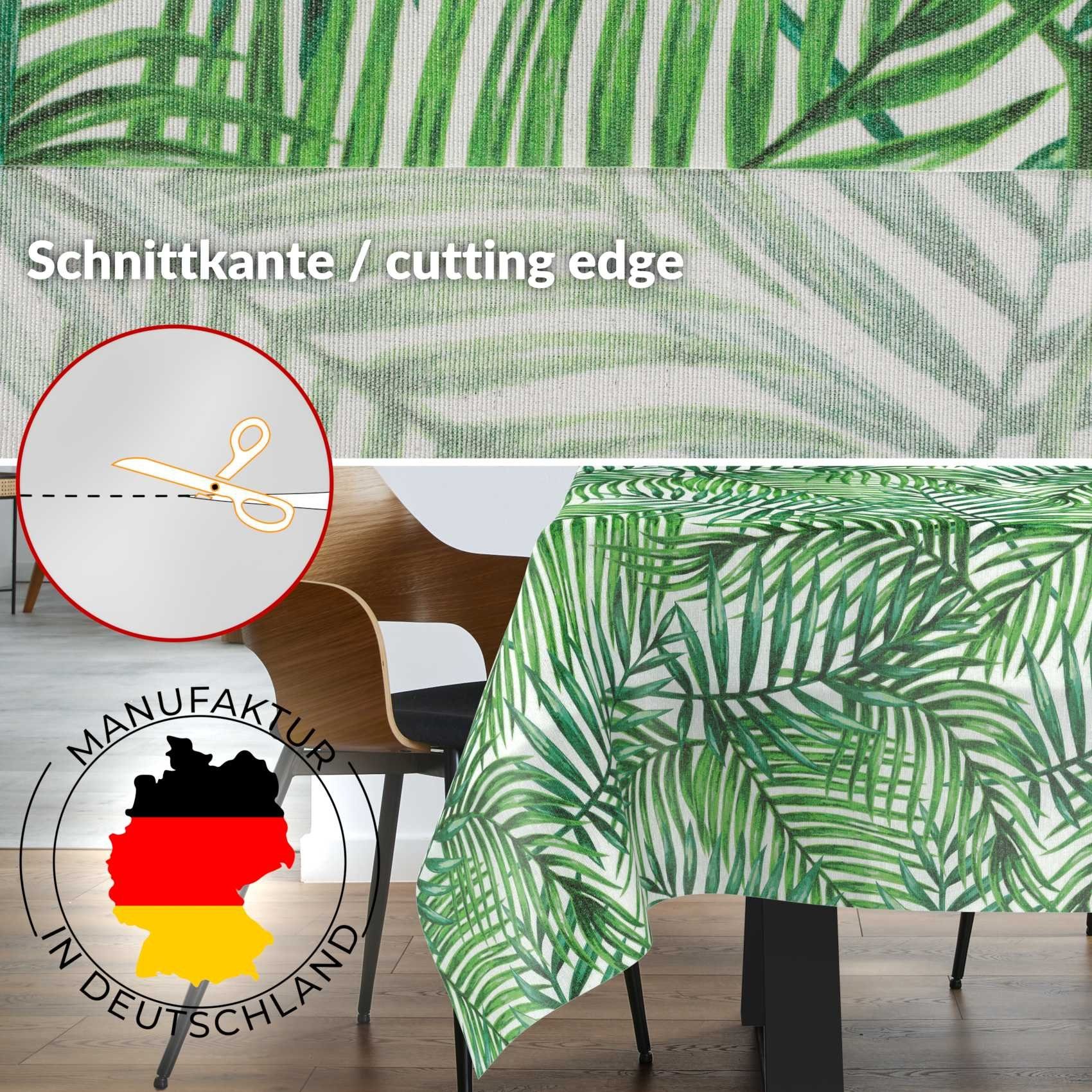 ANRO Tischdecke aus Stoff mit Blumen Pflanzen wasserabweisend Tischtuch Tischwäsche (Einzelstück 1-tlg), mit Acryl Beschichtung