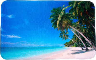 Badematte Karibik Sanilo, Höhe 15 mm, schnell trocknend, Polyester, rechteckig, Memory Schaum