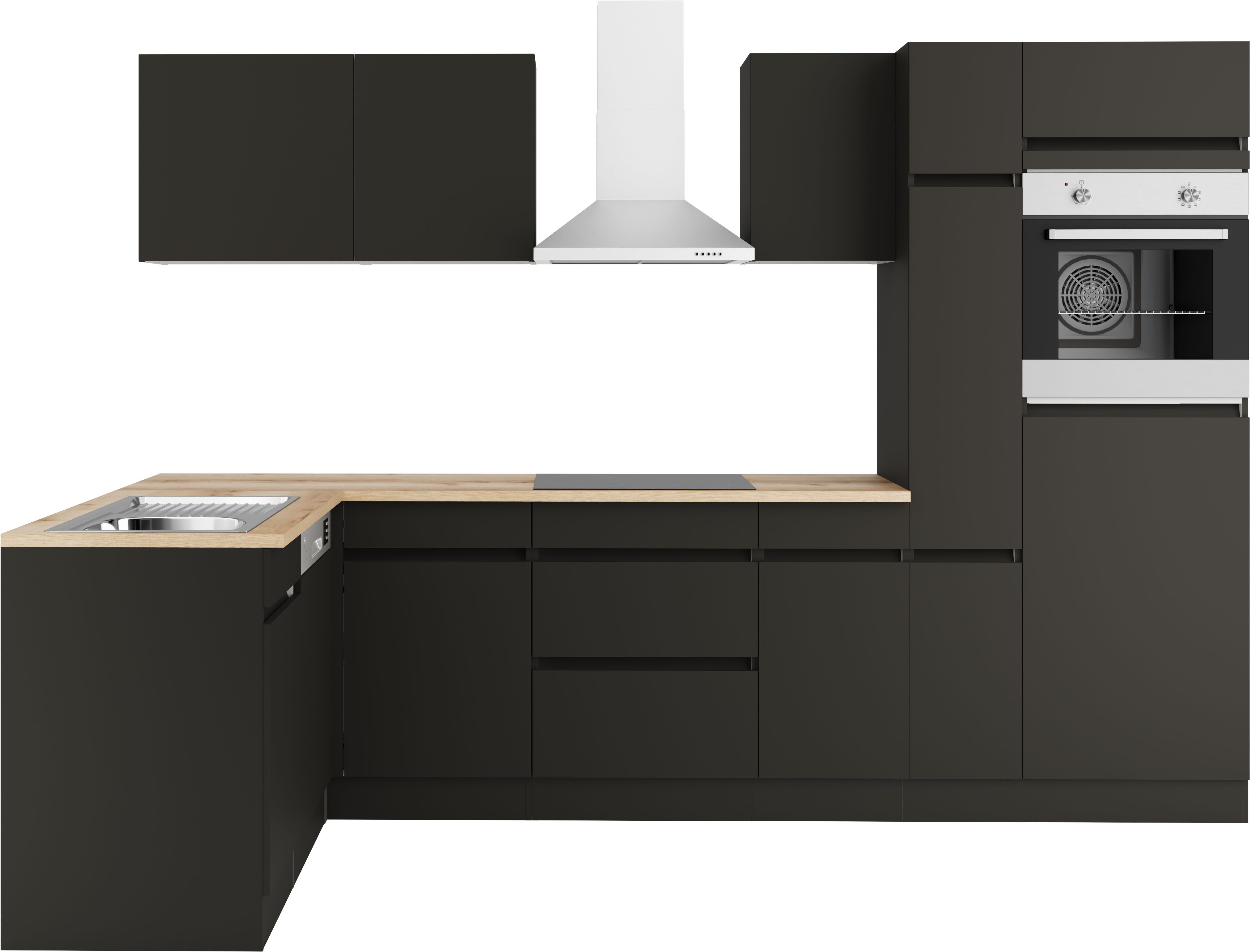 OPTIFIT Küchenzeile Roth, Stellmaße 300x175 cm, wahlweise mit E-Geräten, mit Apothekerschrank