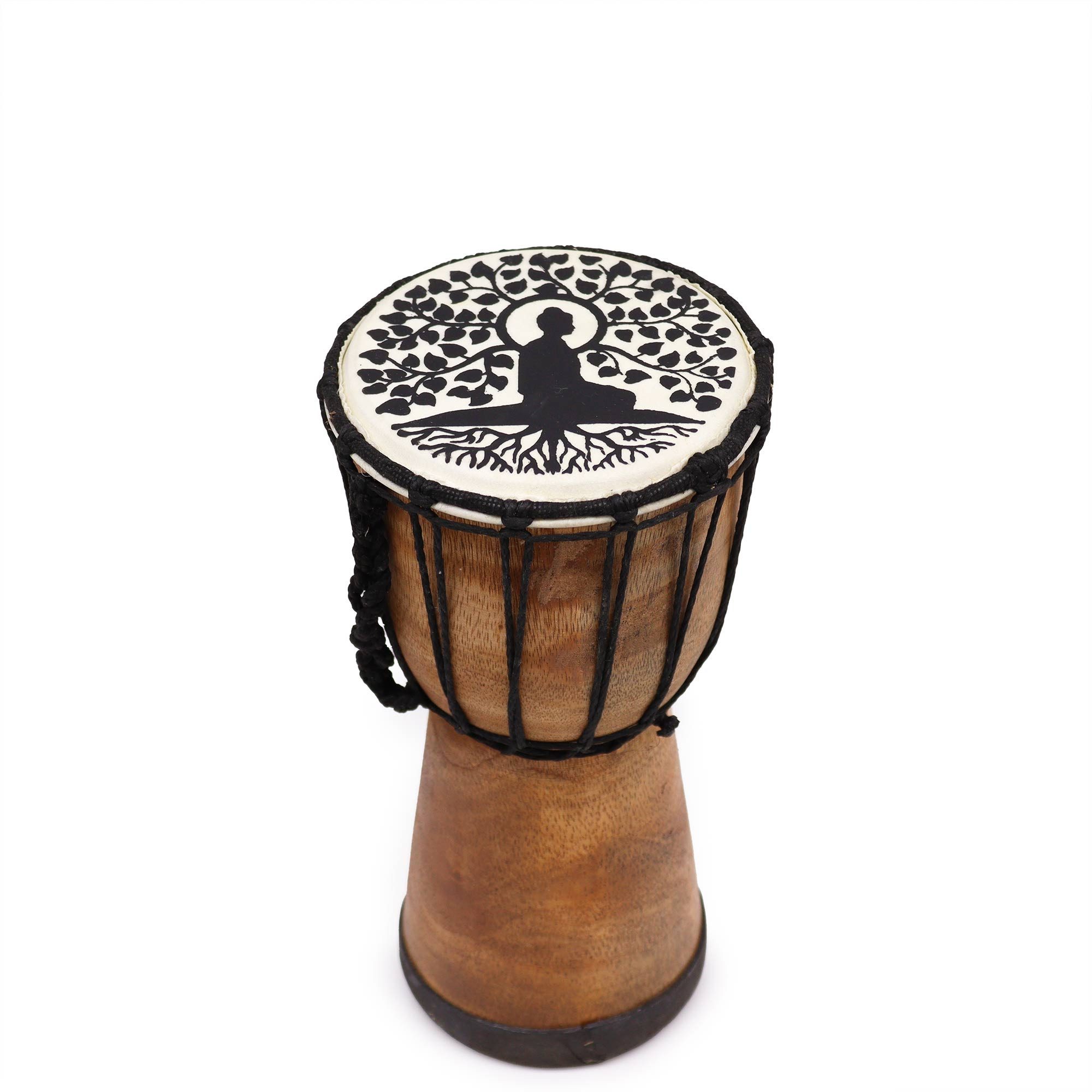 Djemben Djembetrommel handgefertigt, Motiv "Buddha", 25cm