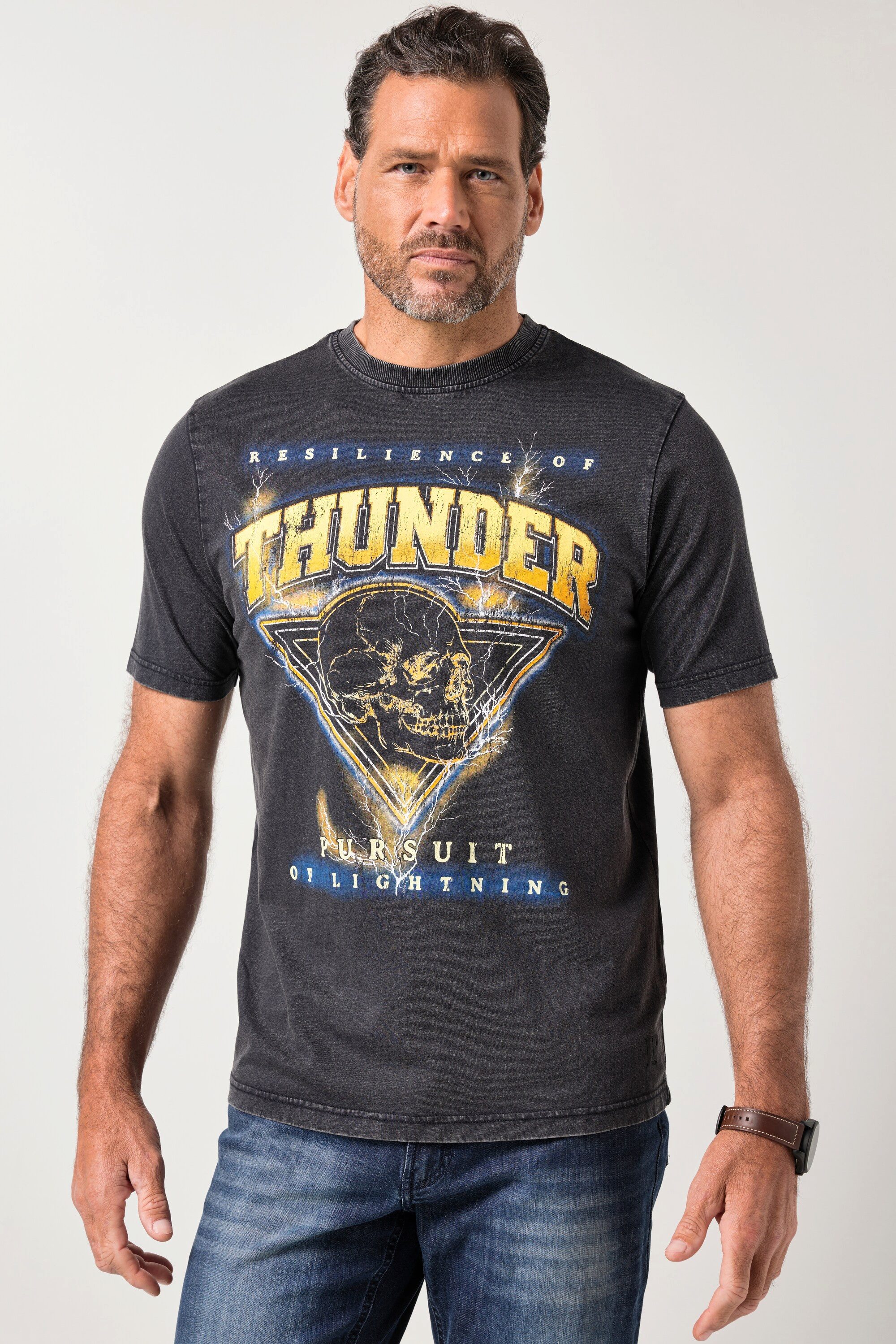 T-Shirt T-Shirt Halbarm Vintage-Look Brustprint