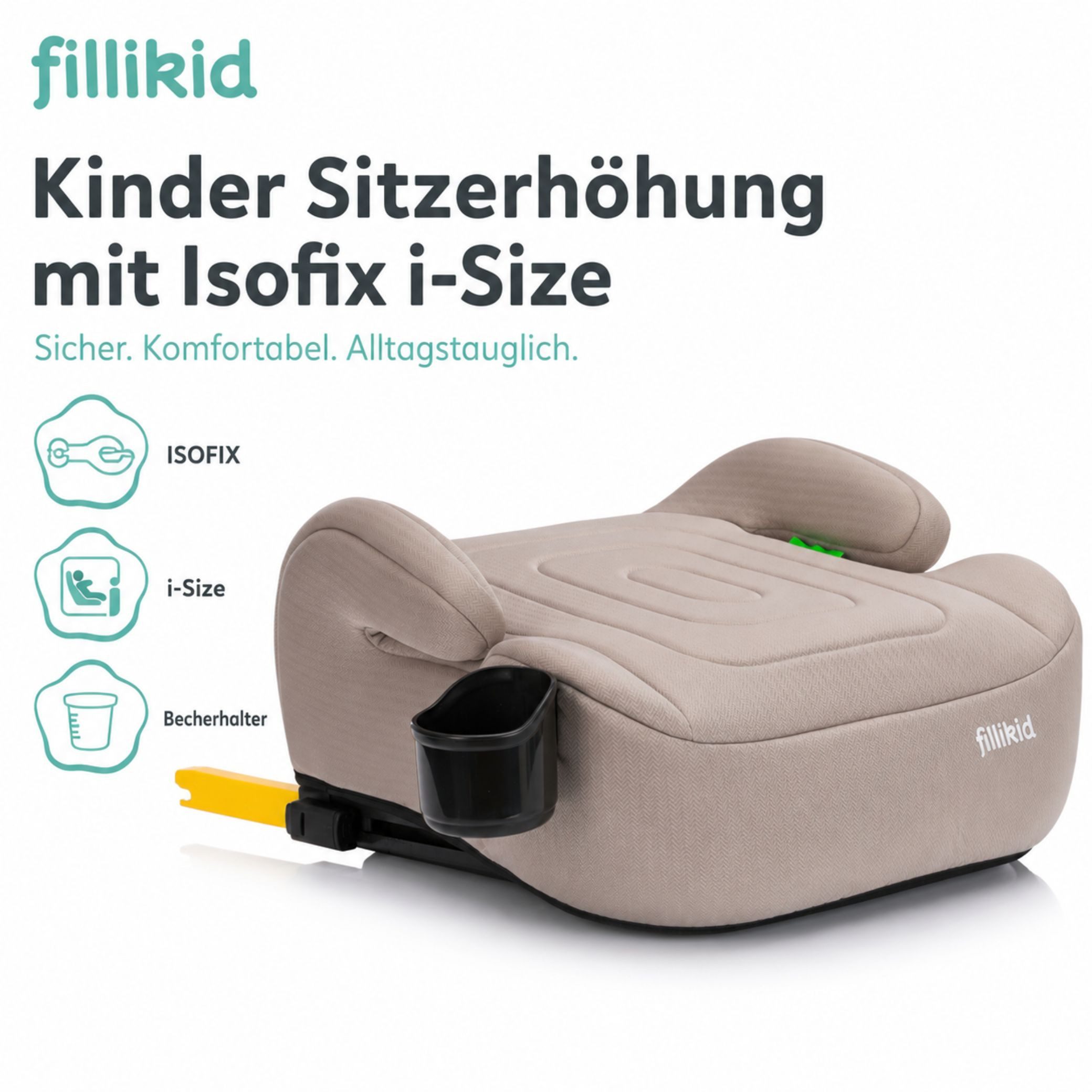 Fillikid Kindersitzerhöhung Sitzerhöhung mit verlängerbarer Isofix i-size Exklusiv
