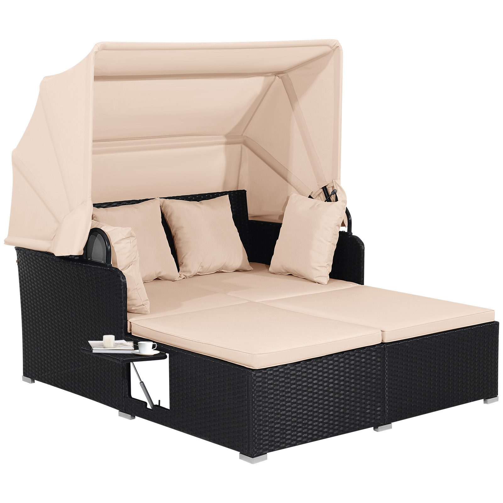 COSTWAY Loungebett, Rattan, 2-Personen, mit einziehbarem günstig online kaufen