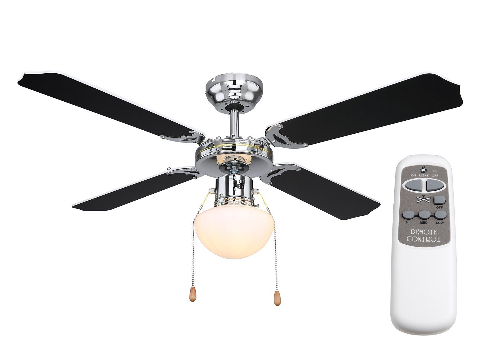 bmf-versand Deckenventilator Deckenventilator mit Fernbedienung und Licht  Ventilator Lampe Schwarz Weiß 76 cm online kaufen | OTTO