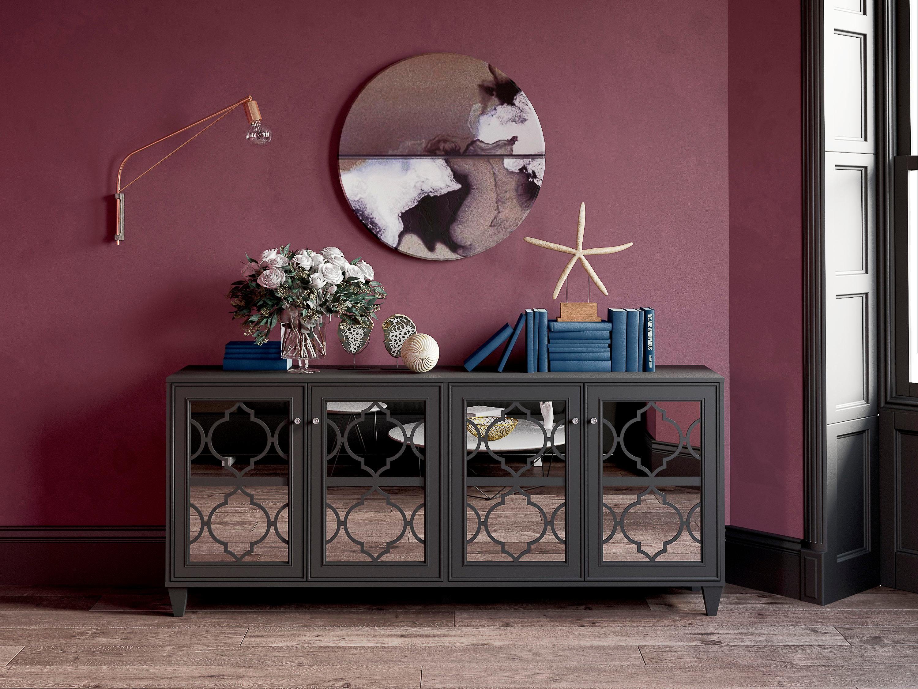 Leonique Sideboard »Jessica«, mit Spiegelfront und schön ausgefrästen Profilen - Leonique