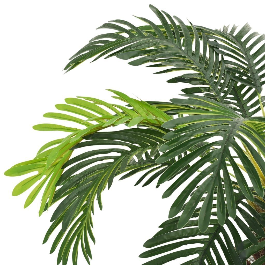 Kunstbaum Künstliche Cycas-Palme 80-90 cm Grün mit Massivholz und Kunststoff, furnicato, Höhe 90 cm, Realistische Kunstpflanze im schwarzen Topf für das Büro oder Heim