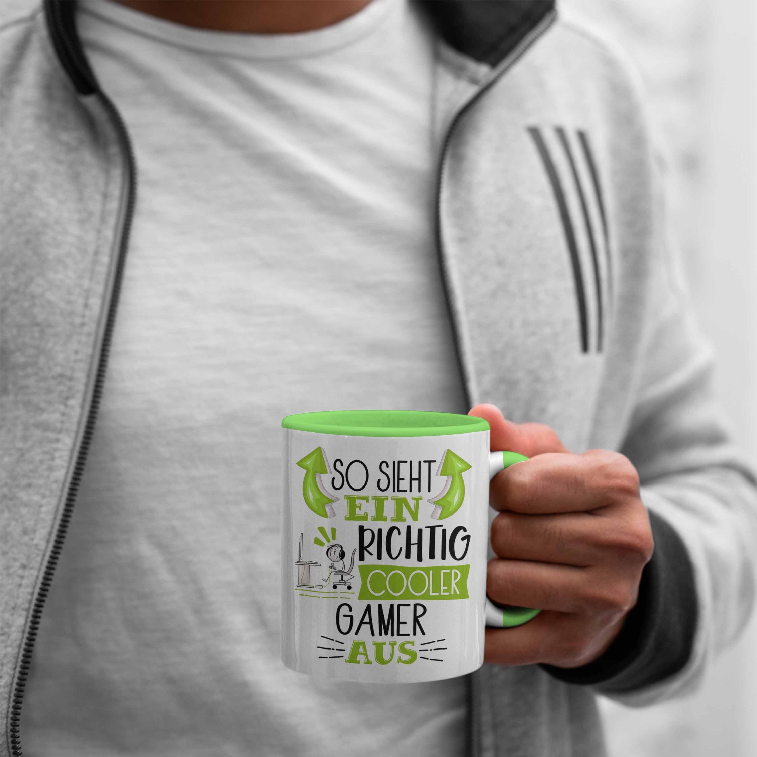 Cooler Ein Tasse So Tasse Aus Grün Lustiger Geschenk Trendation Spruch Richtig Sieht Gamer
