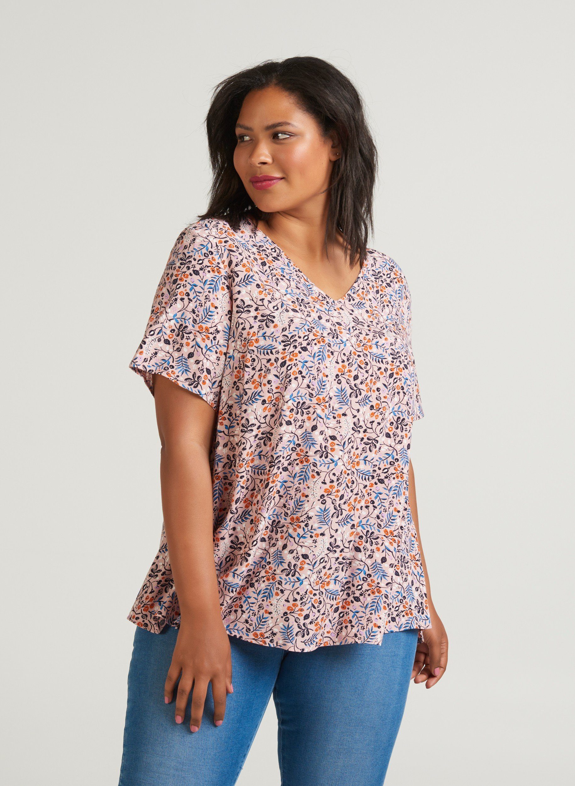 A Bluse Kurzarmbluse Online Kaufen Große Blusenshirt Damen Zizzi Kurzarm form Größen Blumenprint GVpSULqzM