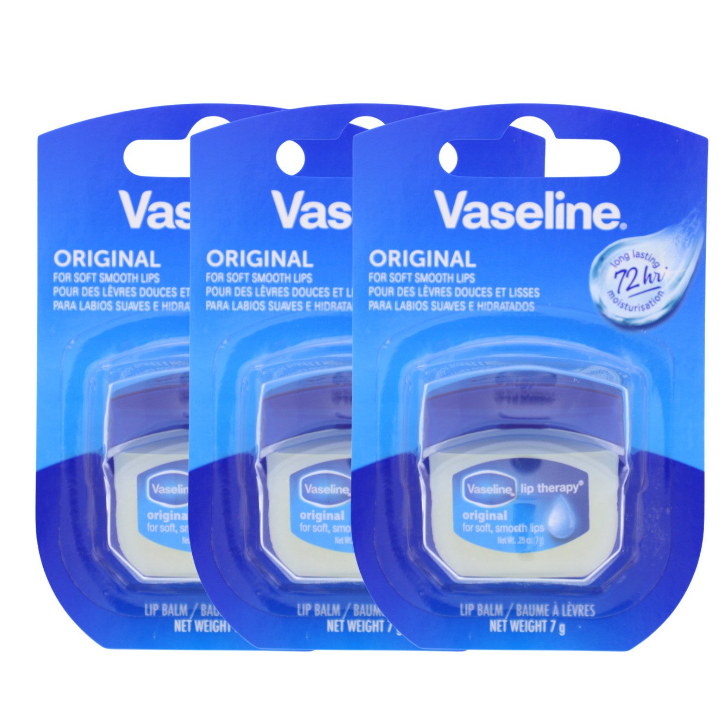 Vaseline Lippenpflegestift 3x Vaseline Lip Therapy Original Pflegender Lippenbalsam für optimale
