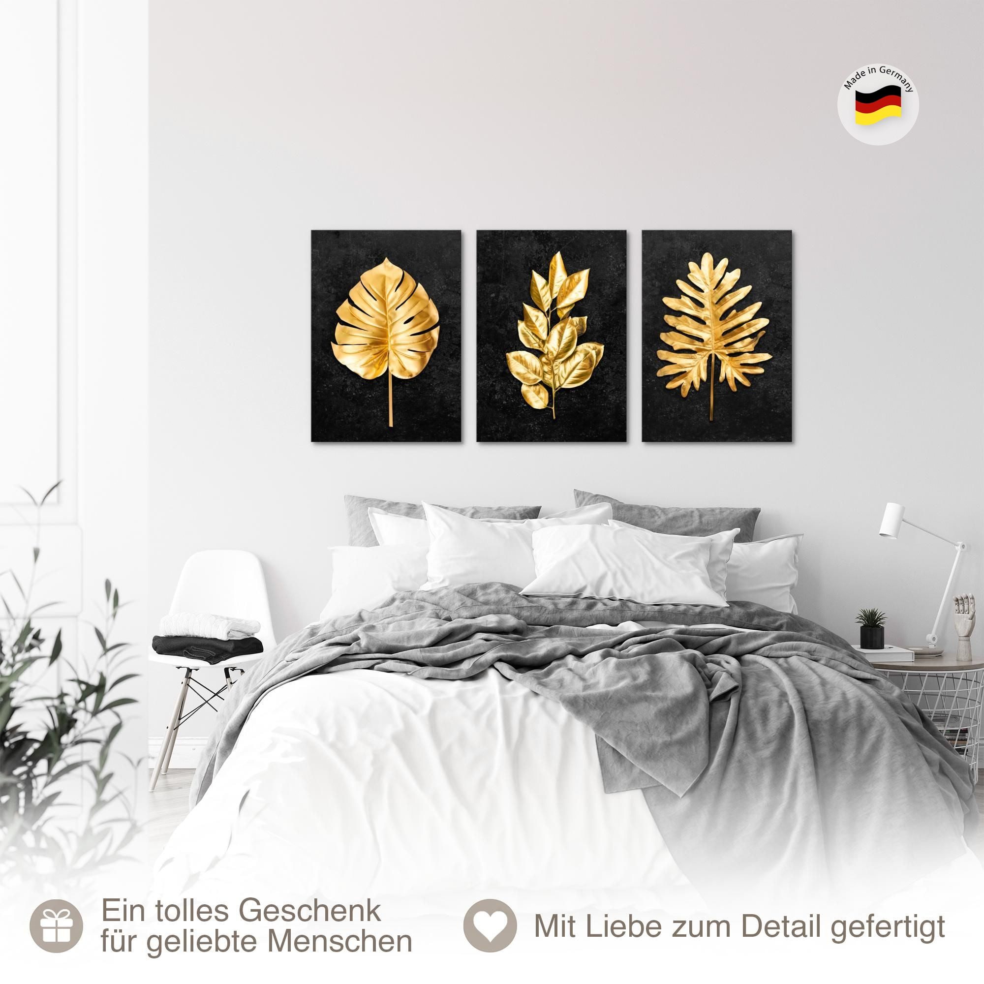Novart Wandbild Bilder ene Blätter AUFHÄNGFERTIG Schlafzimmer Flur Deko N0332, 40 x 60 cm - 3 Bilder – Bild 5 von 5