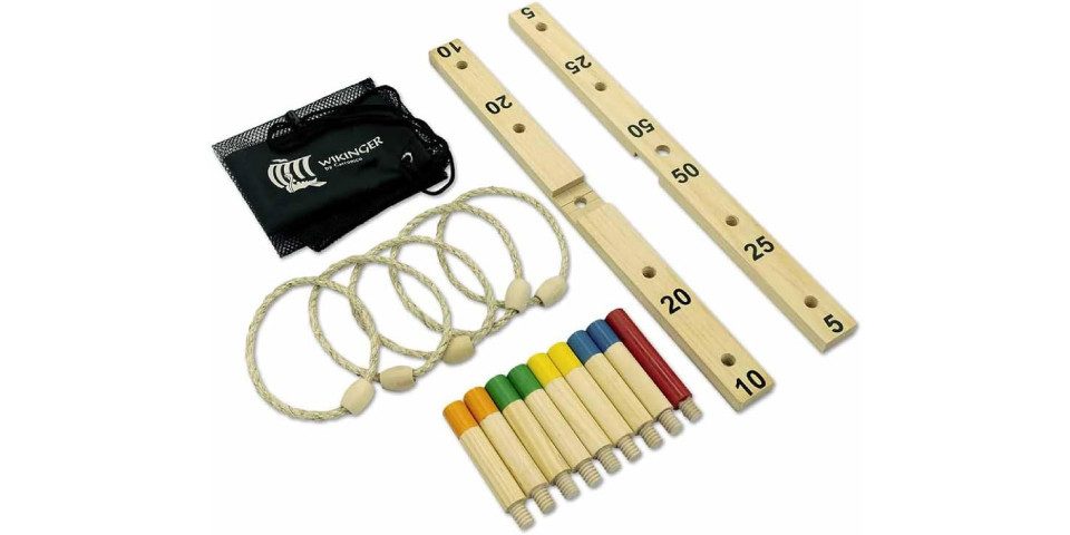 Carromco Spiel Wikinger Ringwurfspiel, Outdoor Spielzeug, Gartenspiel aus Holz, Geschicklichkeitsspiel, perfekt für Familienspaß