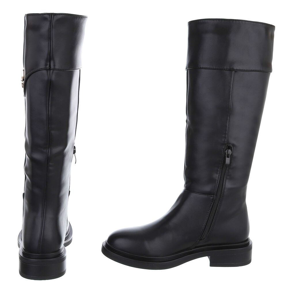 Ital-Design Elegante knöchelhohe Stiefel für Damen, vielseitig und komfortabel Stiefel (90726782) Blockabsatz Flache Stiefel in Schwarz – Bild 5 von 5