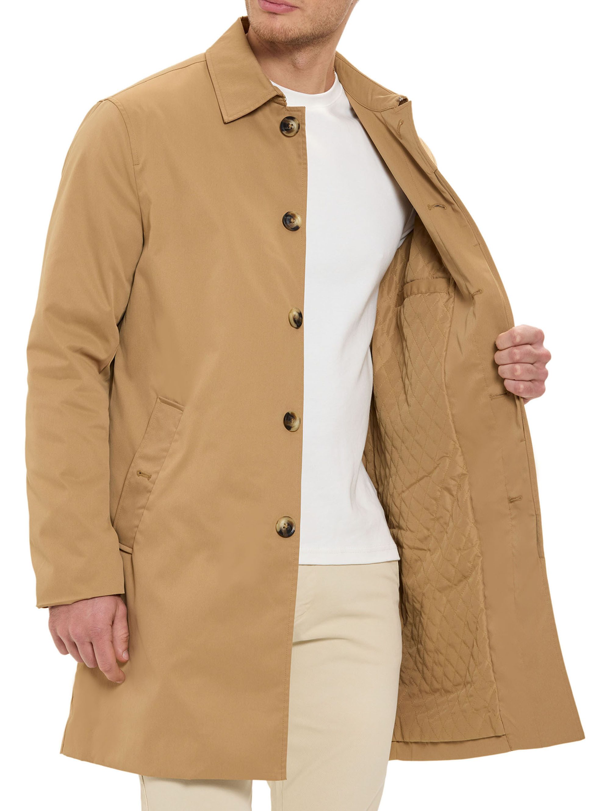 RedBridge Kurzmantel mit Hemdkragen und Knopfleiste Casual Look Gerade Passform, seitliche Eingrifftaschen, minimalistisches Design