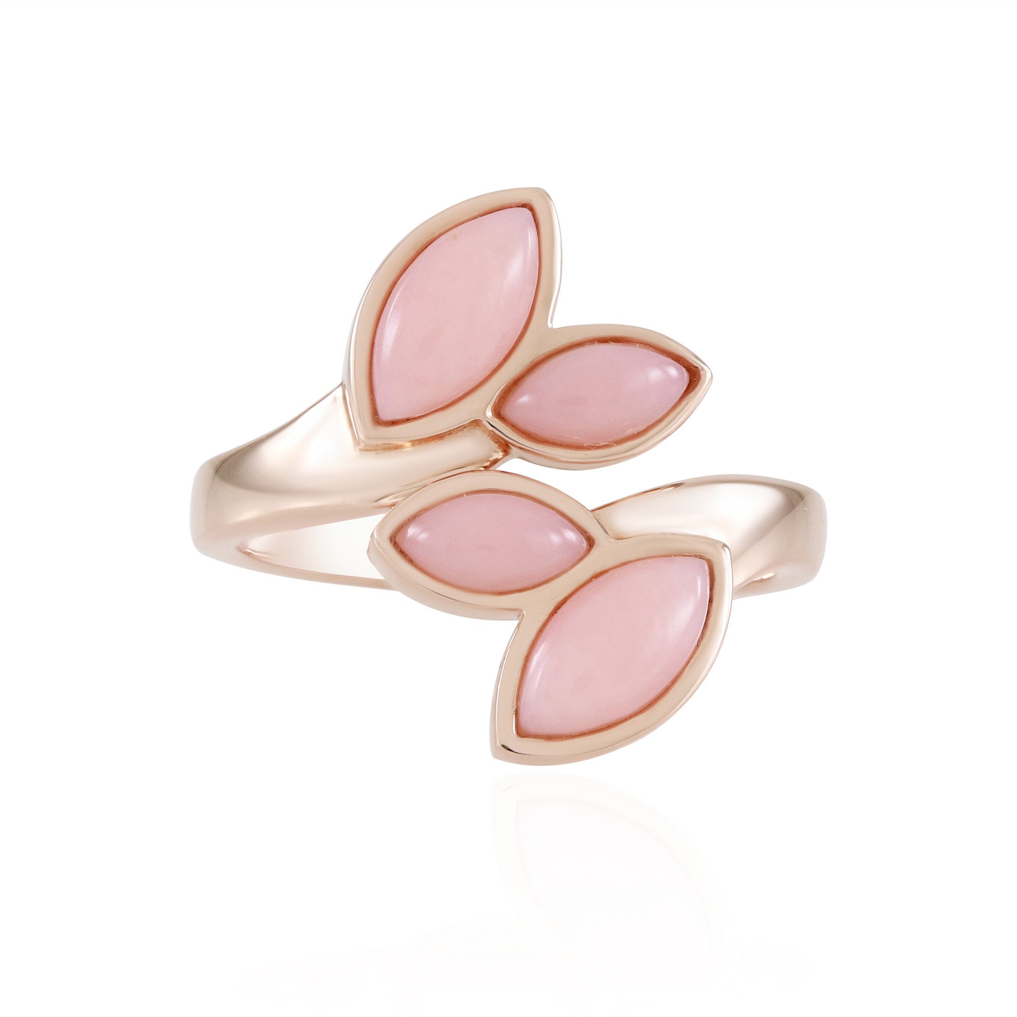 Silberring Cavill Silberring 925 rosévergoldet, 1,71 ct rosa Opal, Blattdesign