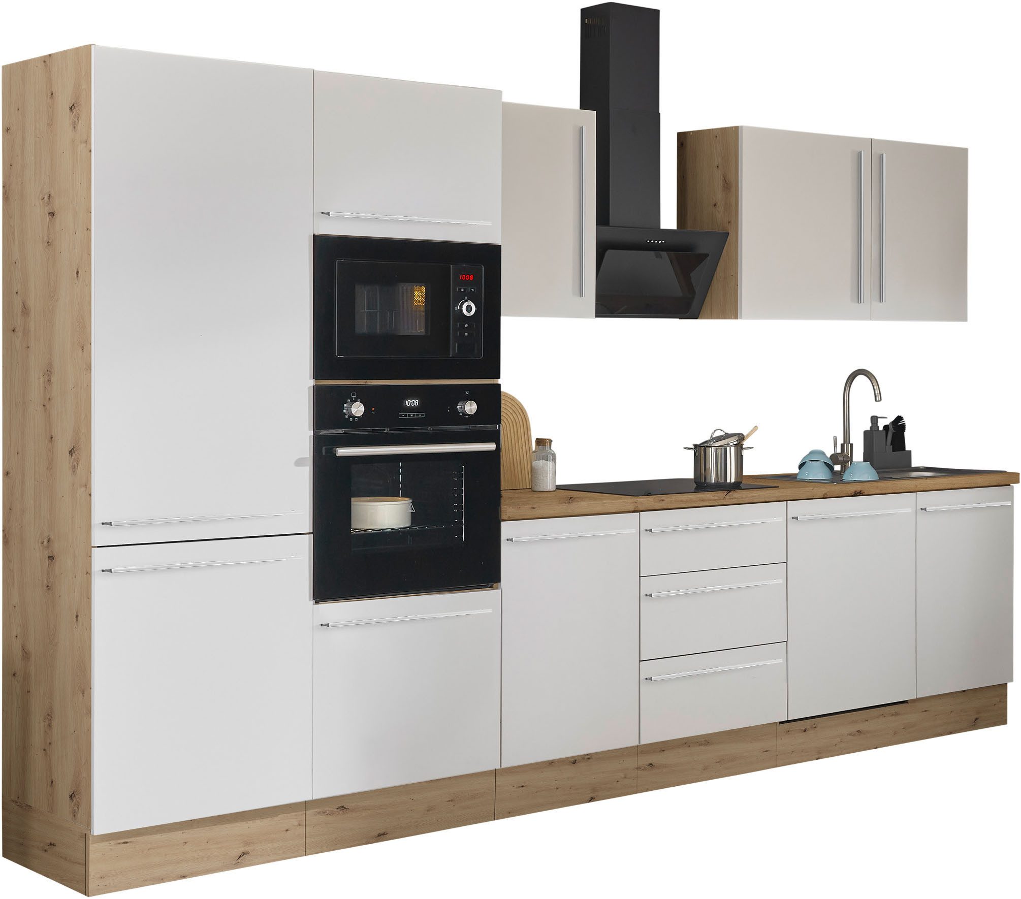 KOCHSTATION Küchenzeile Florida, Breite 340 cm, wahlweise mit E-Geräten,Softclose für Türen/Schubkästen