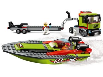 LEGO® Konstruktionsspielsteine LEGO® City - Rennboot-Transporter, (Set, 238 St)