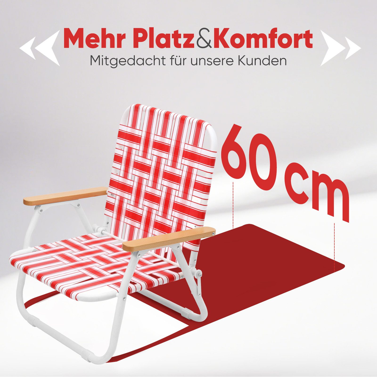 Sekey Campingstuhl Campingstuhl Faltbar Strandstuhl Klappstuhl mit Buchenholz-Armlehnen