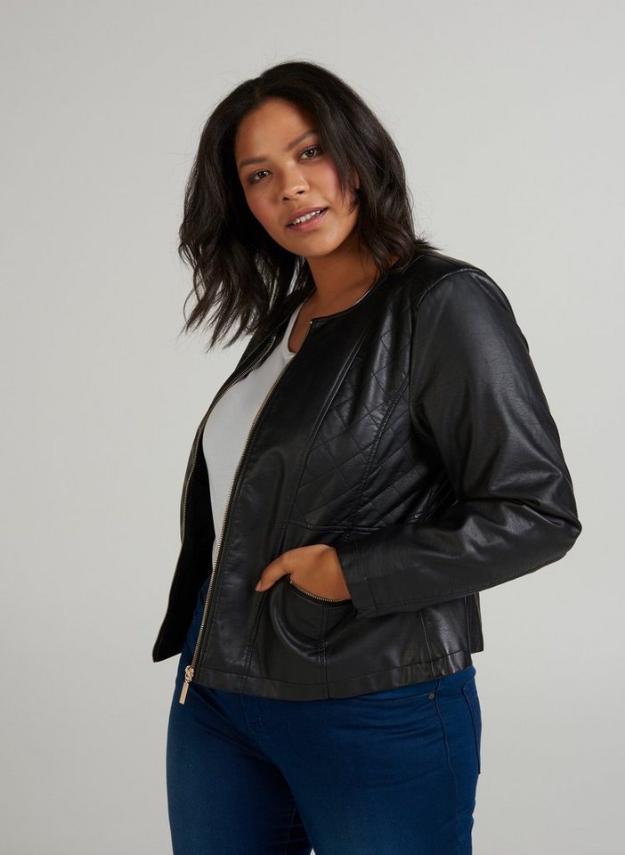 Zizzi Lederimitatjacke Damen Kunstlederjacke Kunstleder Jacket Übergangsjacke Große Größen Zizzi Lederimitatjacke Damen Kunstlederjacke Kunstleder Jacket Übergangsjacke Große Größen