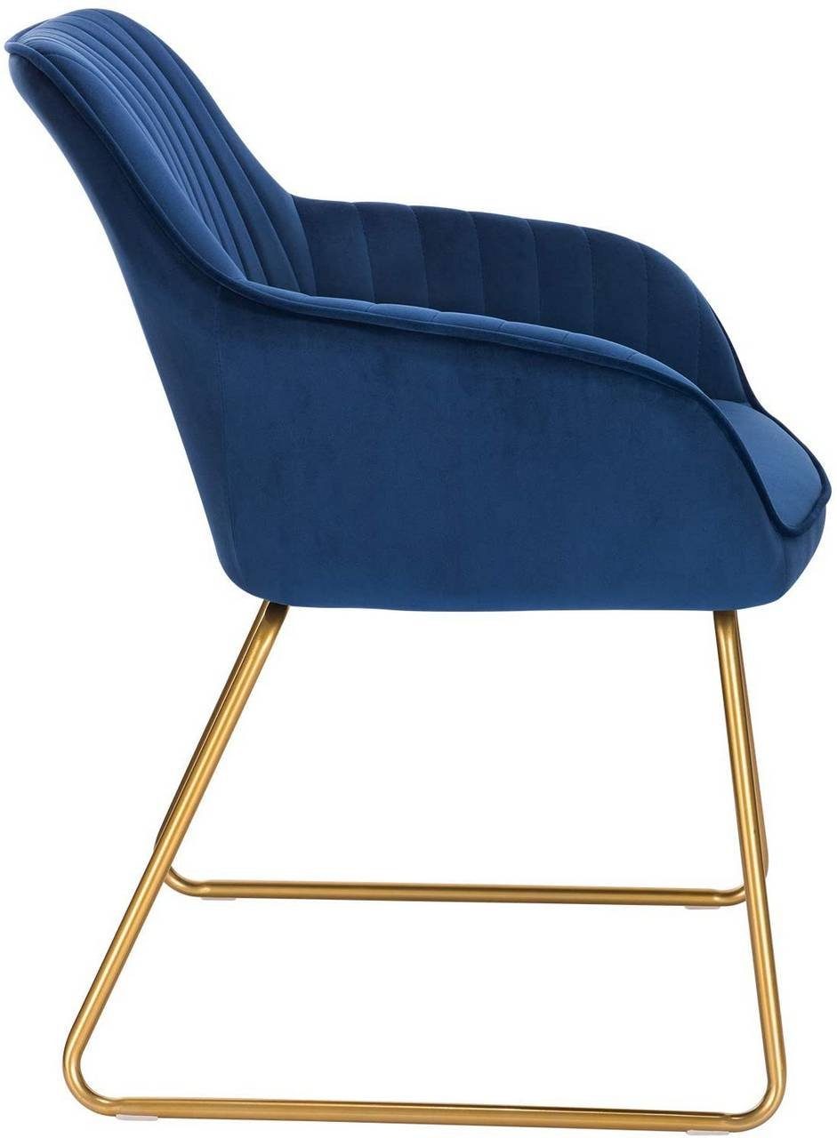 Esszimmerstuhl Woltu Gold Samt, blau Beine (2 St), aus Metall Sitzfläche aus