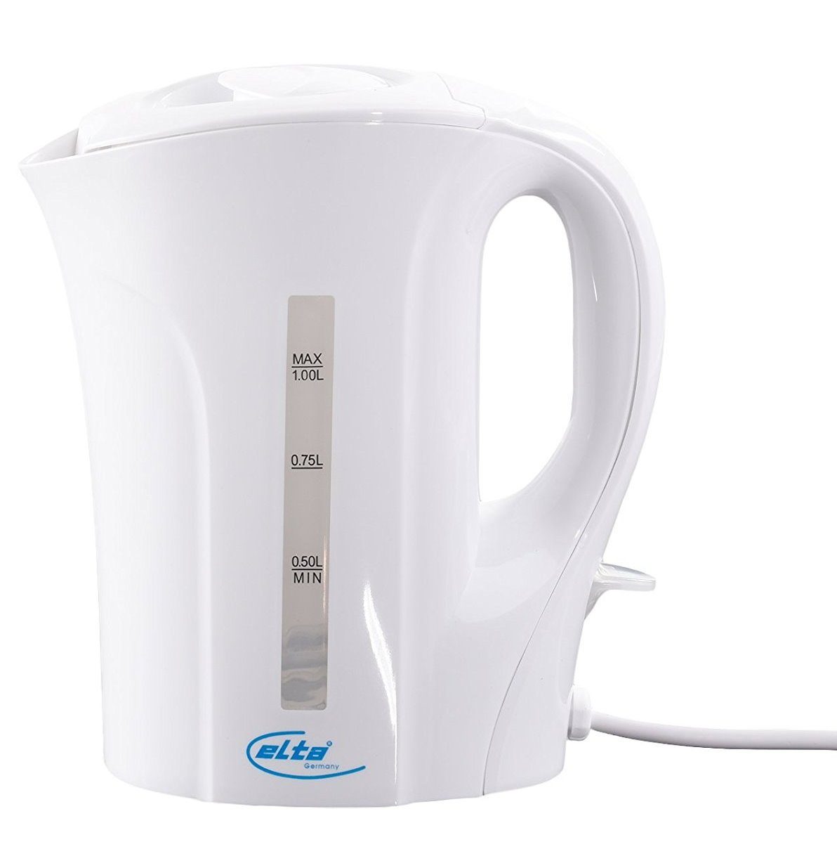Elta Wasserkocher WK-1000, 1 l, 1000 W, Teekocher Wasser Tee weiß